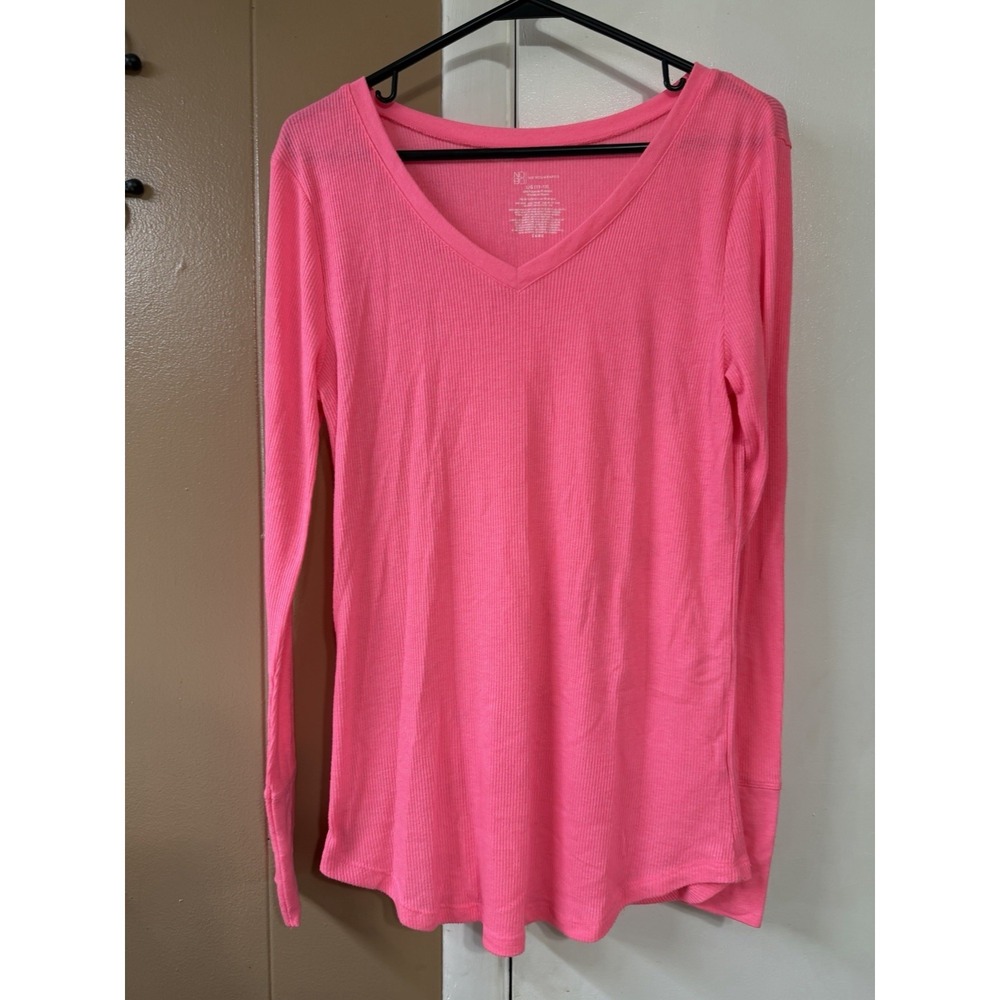 NOBO | No Boundaries Women's Pink XL (15-17) Long Sleeve V-Neck Top Good